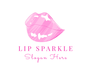 Pink Lips Lipstick  logo design