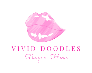 Pink Lips Lipstick  logo design