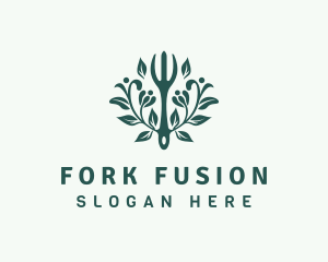 Floral Gardening Fork logo design