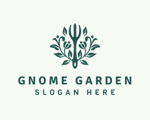 Floral Gardening Fork logo design