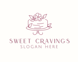 Flower Cake Dessert logo design