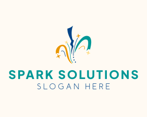 Ribbon Sparkler Confetti logo design