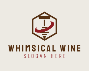 Hexagon Wine Corkscrew logo design