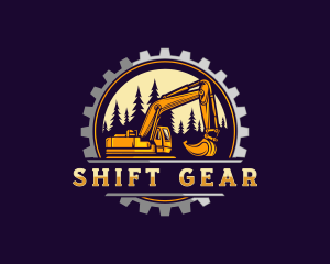 Gear Excavator Construction logo design