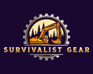 Gear Excavator Construction logo design