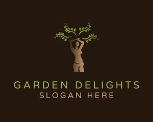 Gardening Woman Plant  logo design