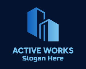 Blue Building Construction logo design