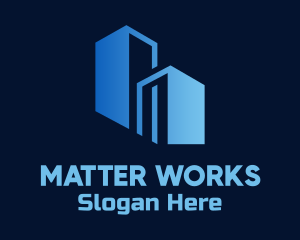 Blue Building Construction logo design