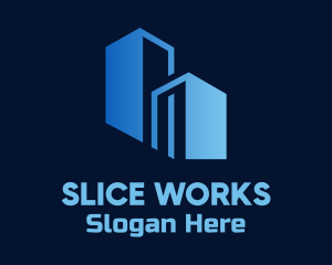 Blue Building Construction logo design