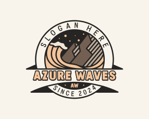 Mountain Trekking Wave logo design