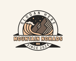 Mountain Trekking Wave logo design