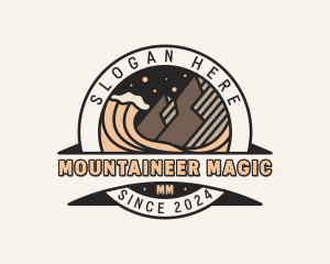 Mountain Trekking Wave logo design