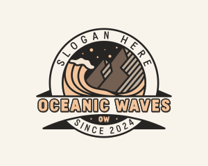 Mountain Trekking Wave logo design