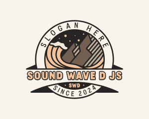 Mountain Trekking Wave logo design