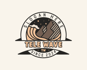 Mountain Trekking Wave logo design