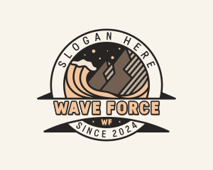 Mountain Trekking Wave logo design