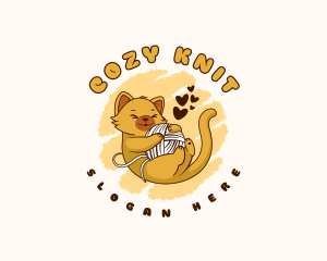 Cute Cat Yarn logo design