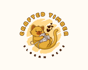 Cute Cat Yarn logo design