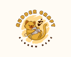 Cute Cat Yarn logo design