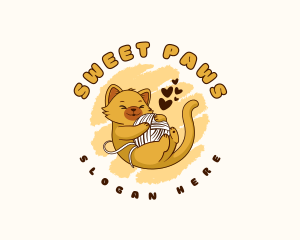 Cute Cat Yarn logo design