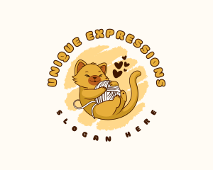 Cute Cat Yarn logo design