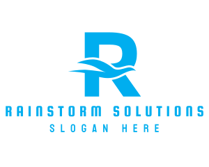 Blue Bird Letter R logo design