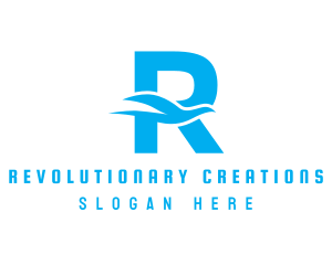 Blue Bird Letter R logo design