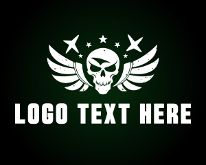 Rustic Skull Wings Stars logo