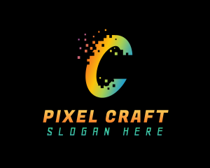 Gradient Pixel Letter C logo