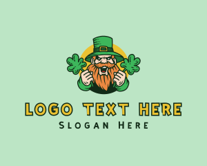 Cheering Shamrock Leprechaun logo