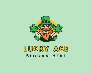 Cheering Shamrock Leprechaun logo design