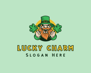 Cheering Shamrock Leprechaun logo design