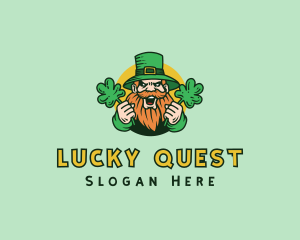 Cheering Shamrock Leprechaun logo design