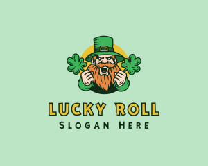 Cheering Shamrock Leprechaun logo design