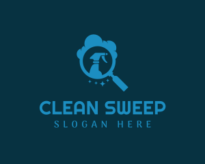 Magnifying Glass Spray Clean logo design