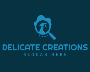 Magnifying Glass Spray Clean logo design