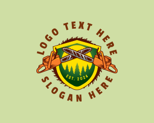 Tree Chain Saw Lumberjack logo