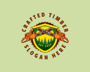 Tree Chain Saw Lumberjack logo design