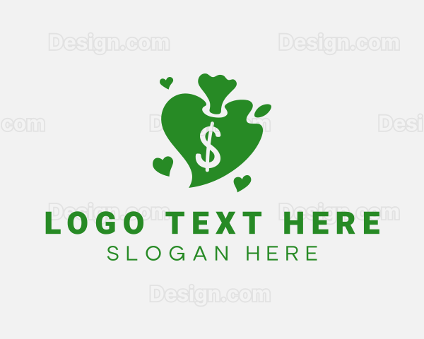 Heart Dollar Money Bag Logo