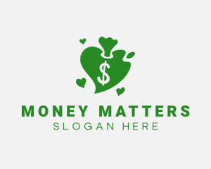 Heart Dollar Money Bag  logo design