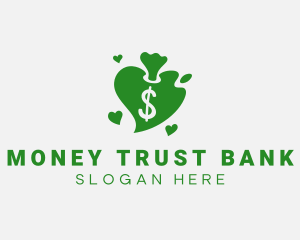 Heart Dollar Money Bag  logo design