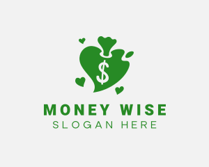 Heart Dollar Money Bag  logo design