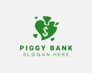 Heart Dollar Money Bag  logo design