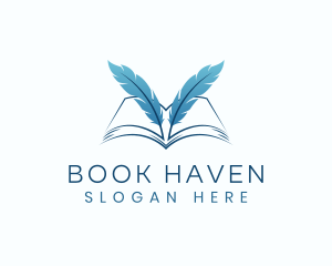 Feather Book Author logo design