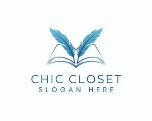 Feather Book Author logo design