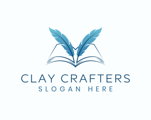 Feather Book Author logo design