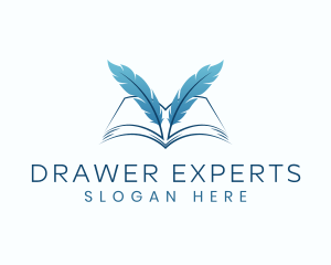 Feather Book Author logo design