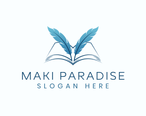 Feather Book Author logo design