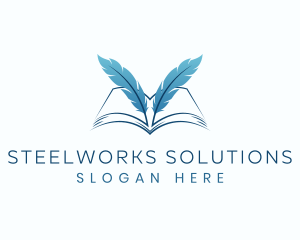 Feather Book Author logo design