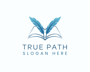 Feather Book Author logo design